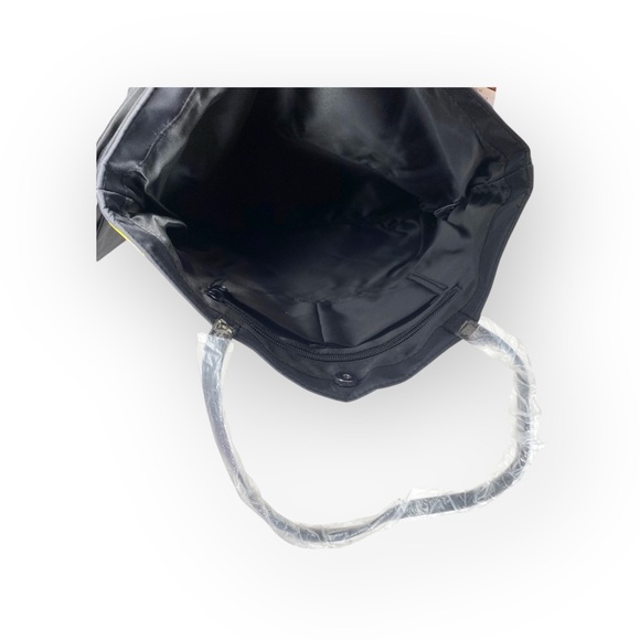 new Brighton 𖧷 Take a Beau Printed Tote with Bow 𖧷 Black Shiny Nylon 𖧷 Read - Picture 13 of 16